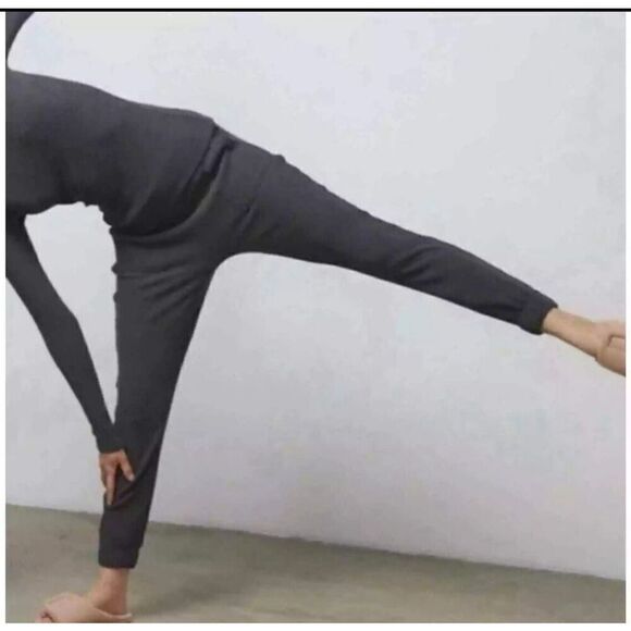 Lunya Restore Thermal Waffle Knit Draped Lounge Joggers Dark Gray NEW - Picture 2 of 10